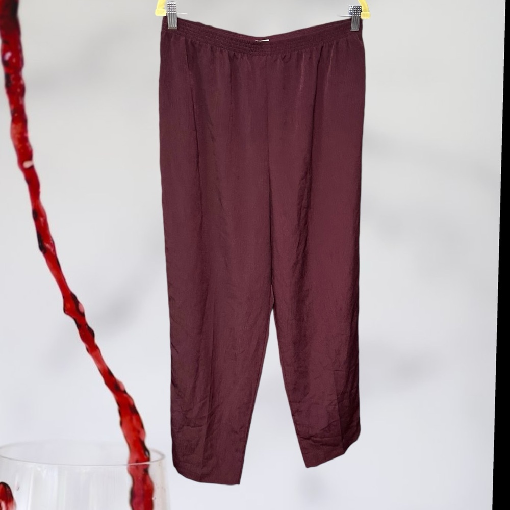 g.w. Graff vintage 1970’s pull-on elastic waist pants crepe burgundy merlot USA